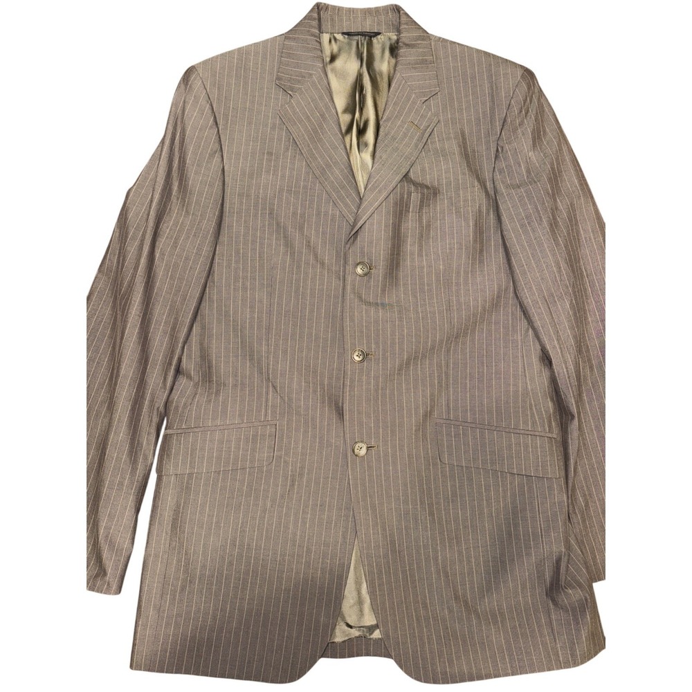 Banana‎ Republic Mens 42L Pinstripe Blazer 100% Cotton 3 Button Jacket Gray